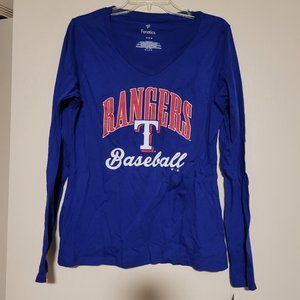 NWT, medium, Texas Rangers Fanatics Branded Women's Long Sleeve V-Neck T-Shirt